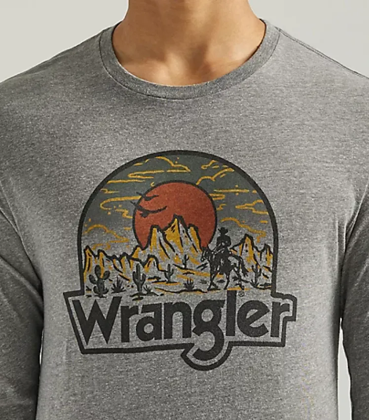 112339600- Wrangler Men’s LS Tee- Graphite Heather