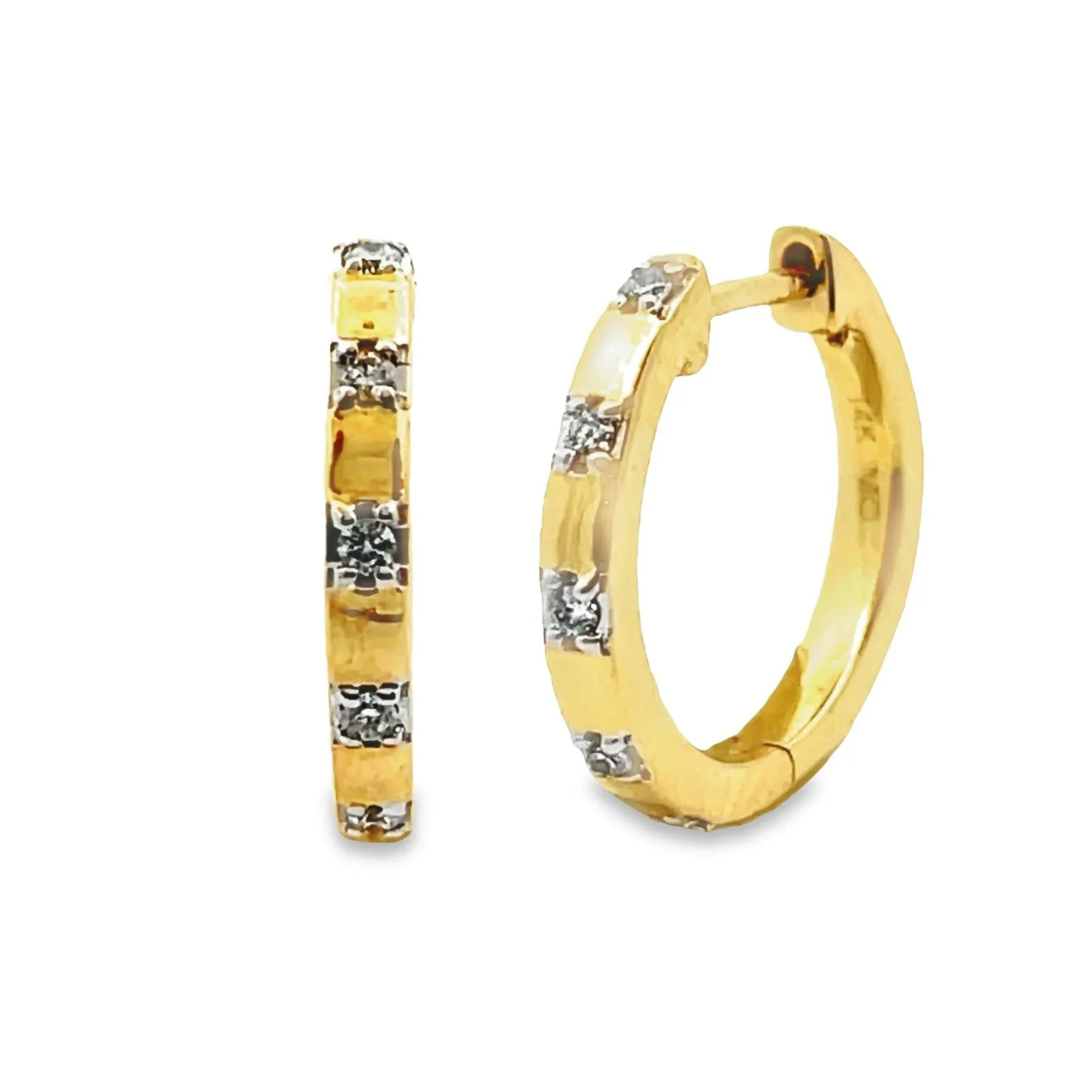 14k Gold Dainty Diamond Huggie