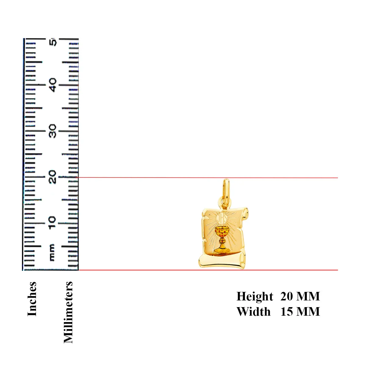 14K Yellow Gold Communion Enamel Picture Religious Pendant