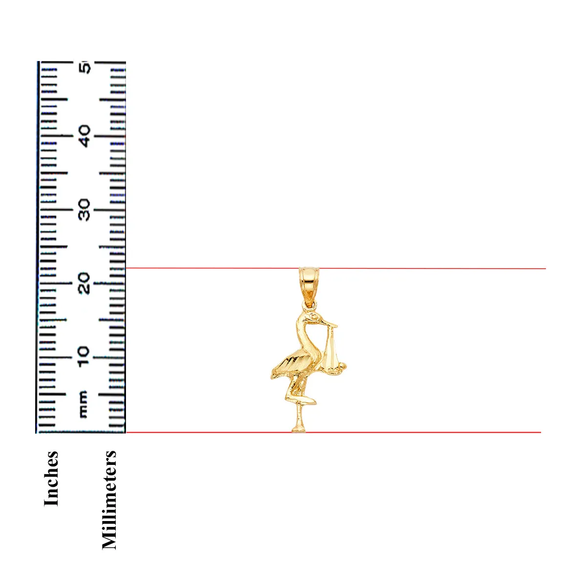 14K Yellow Gold Crane Pendant