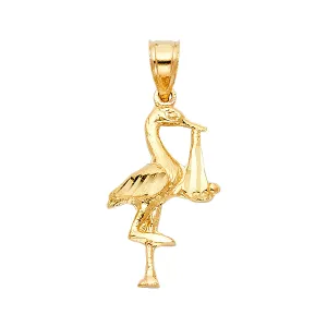 14K Yellow Gold Crane Pendant