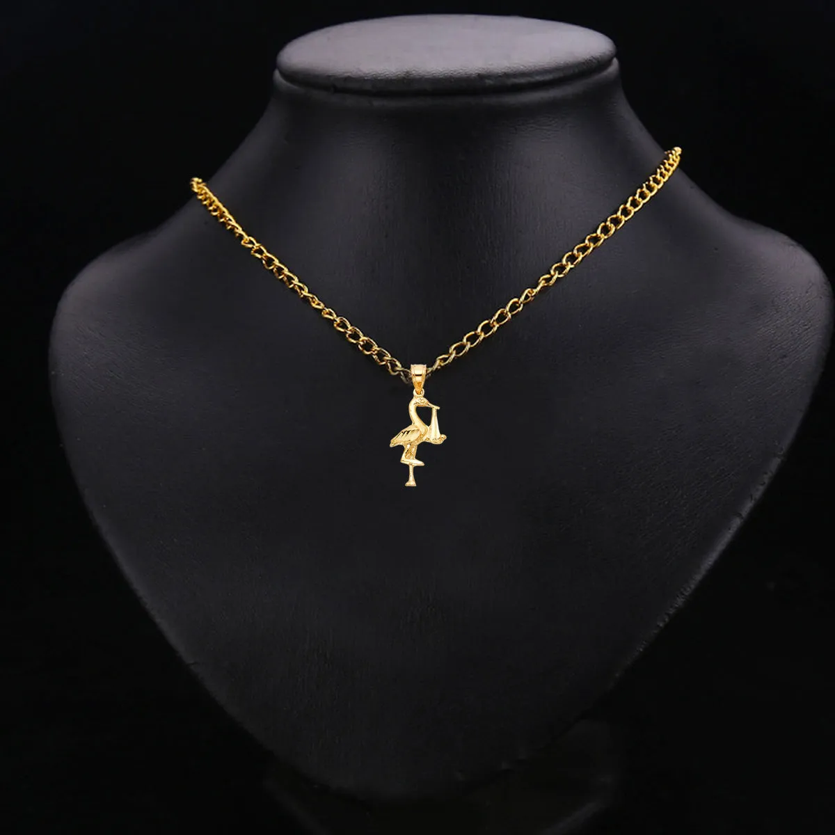 14K Yellow Gold Crane Pendant
