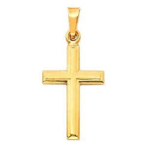 14K Yellow Gold Cross Religious Pendant