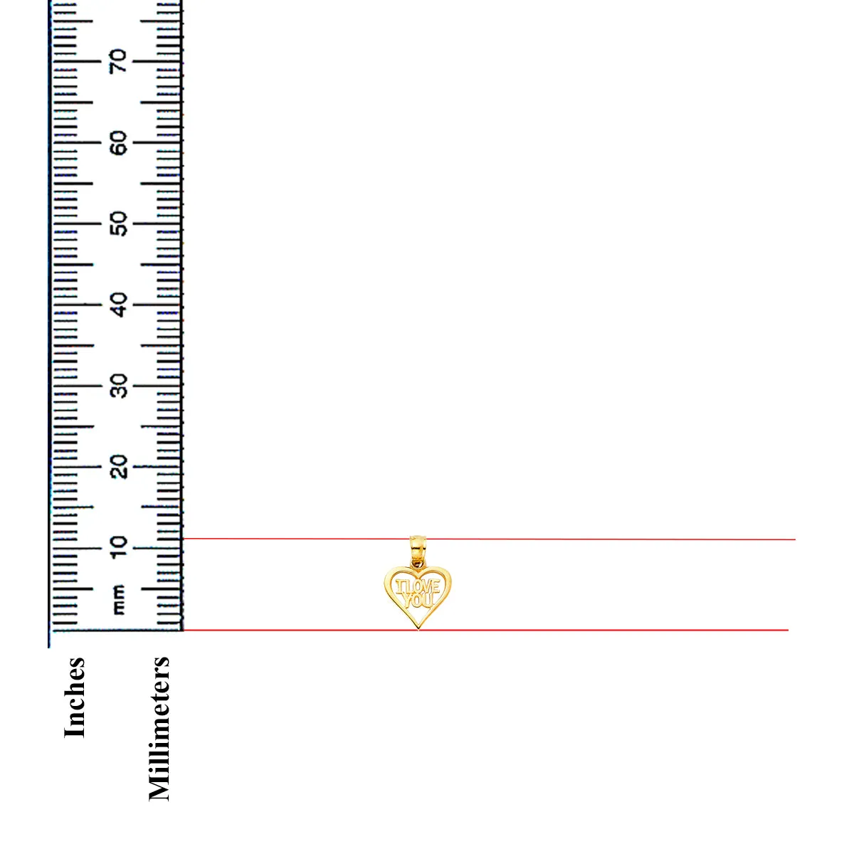 14K Yellow Gold I Love You Heart Pendant