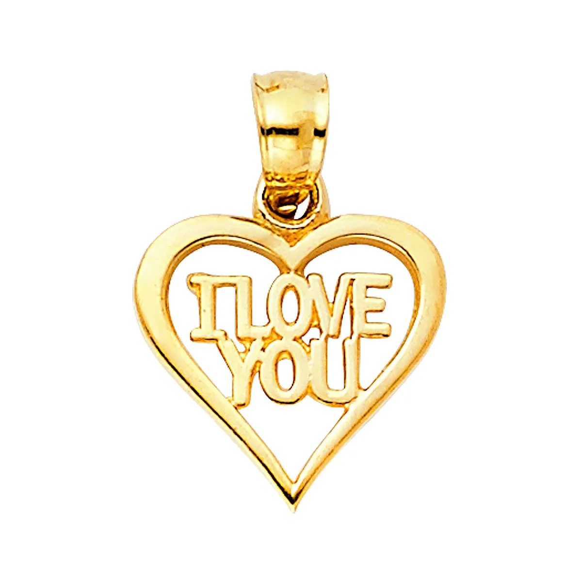 14K Yellow Gold I Love You Heart Pendant