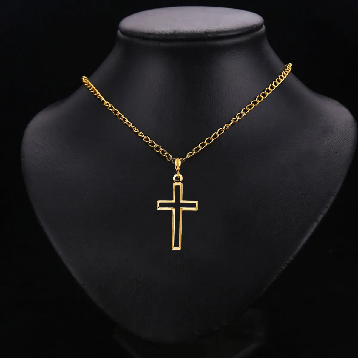 14K Yellow Gold Opening Religious Cross Pendant