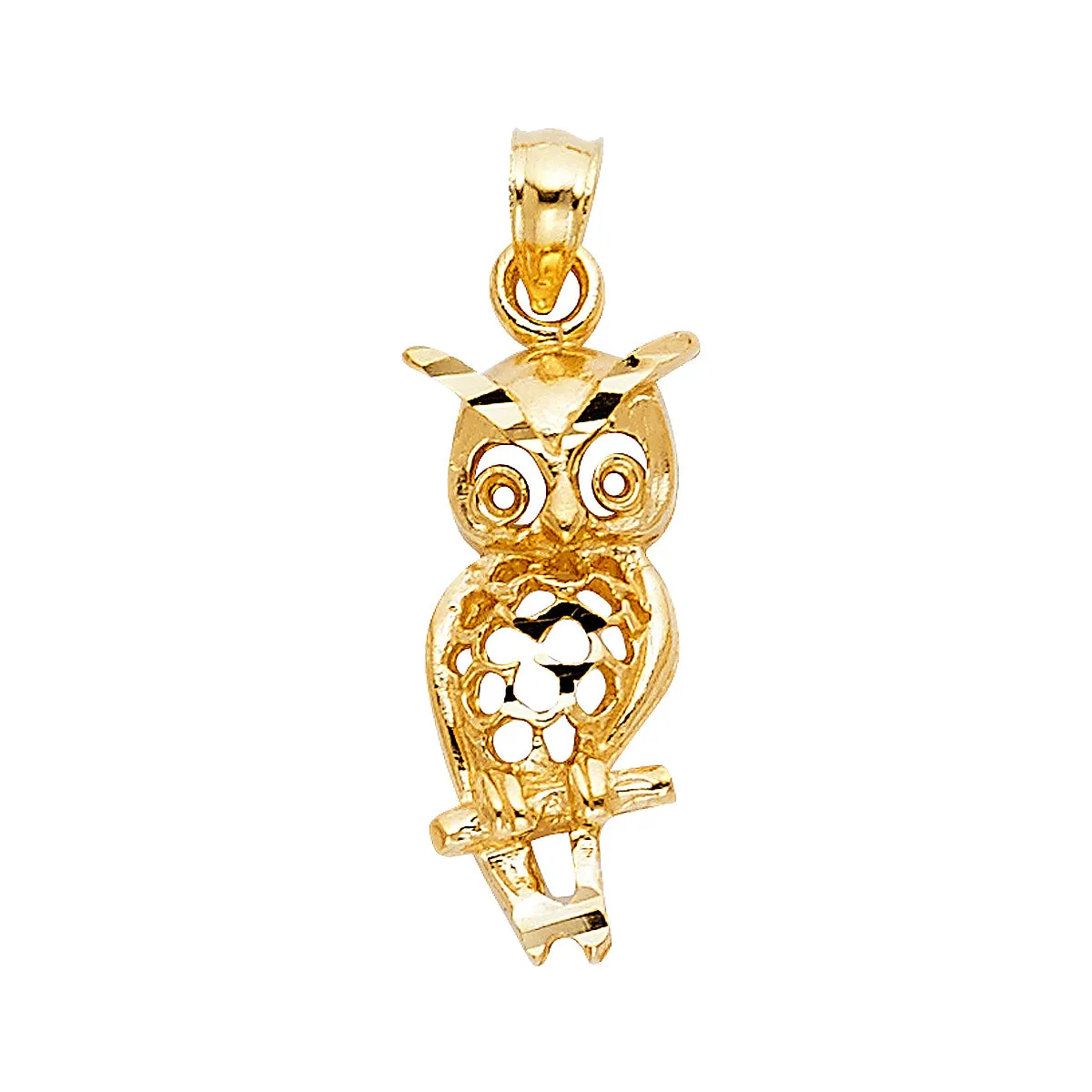 14K Yellow Gold Owl Pendant