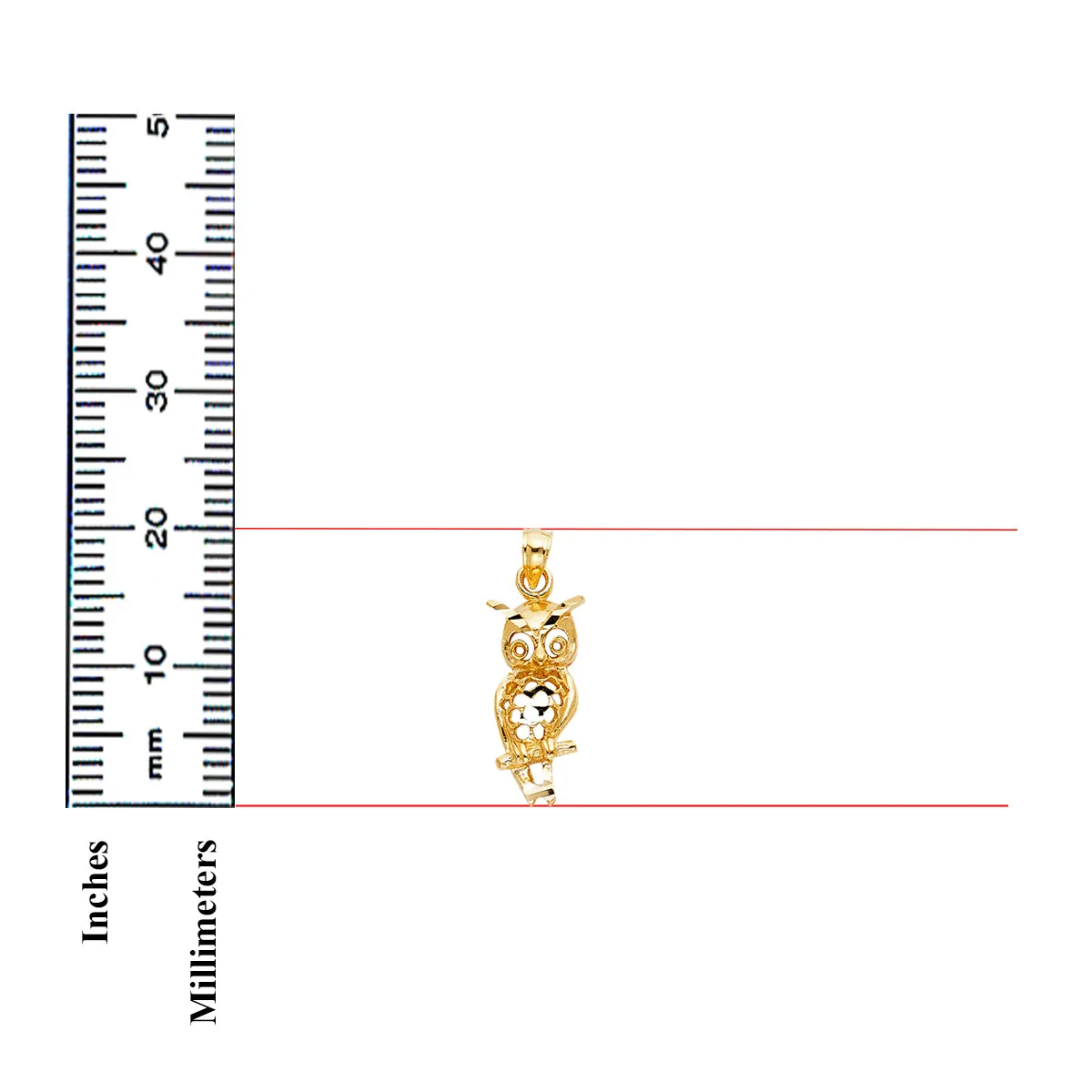 14K Yellow Gold Owl Pendant