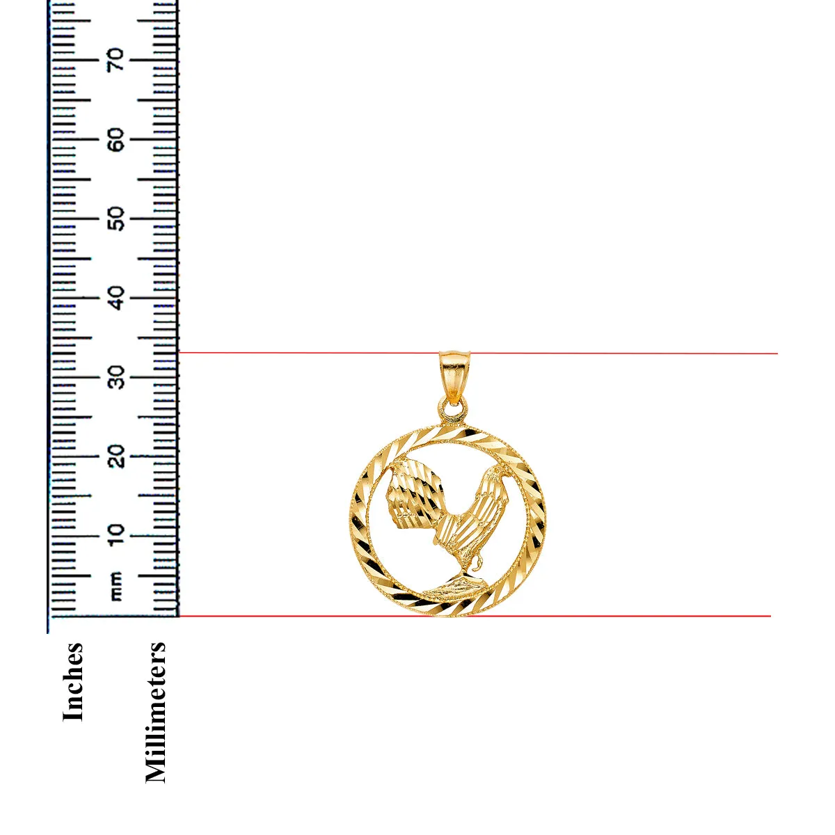 14K Yellow Gold Rooster Pendant
