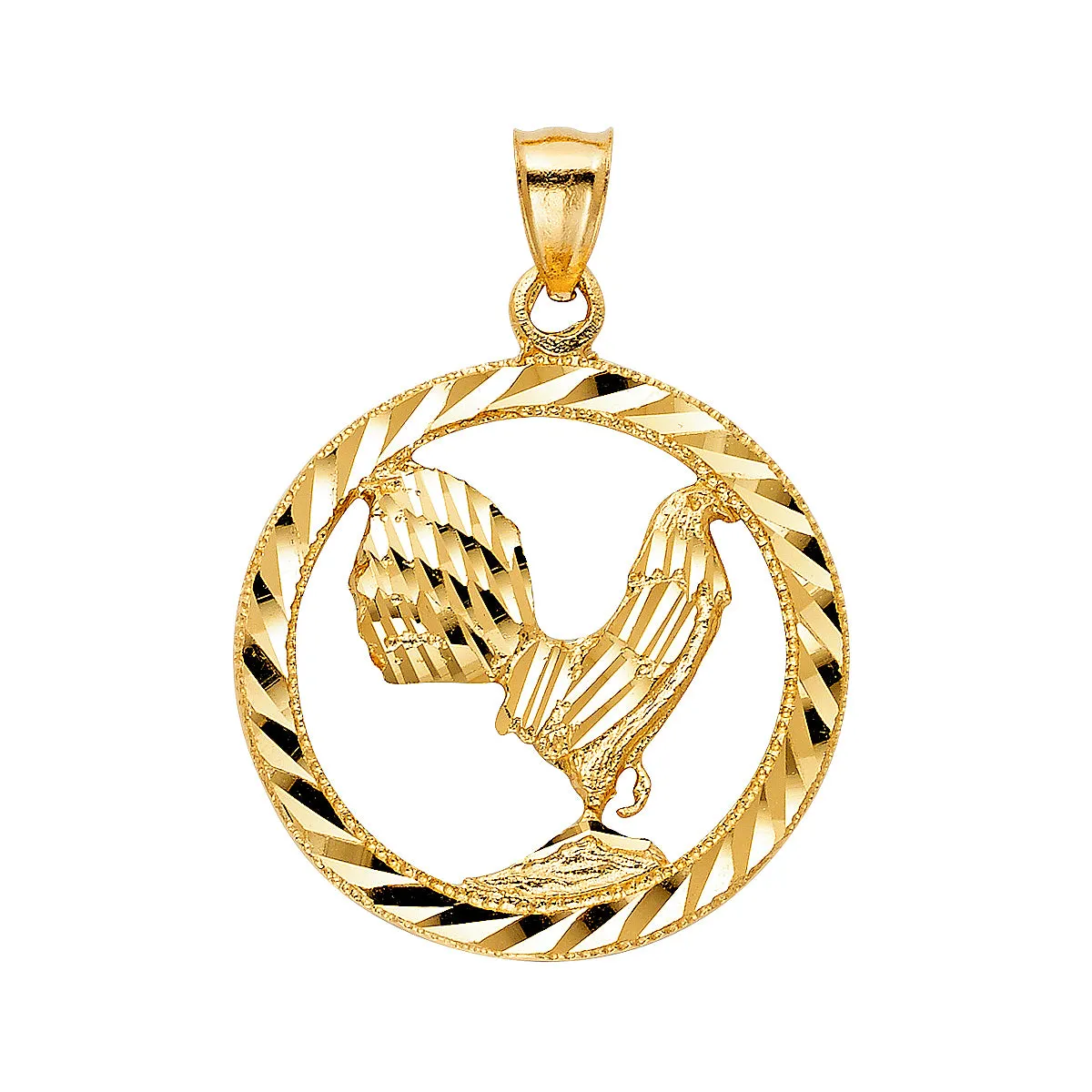 14K Yellow Gold Rooster Pendant