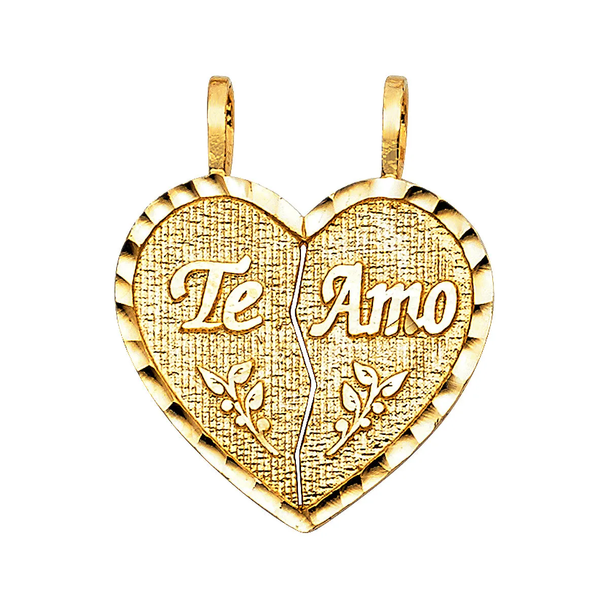 14K Yellow Gold Teamo Heart 2 Piece Pendant