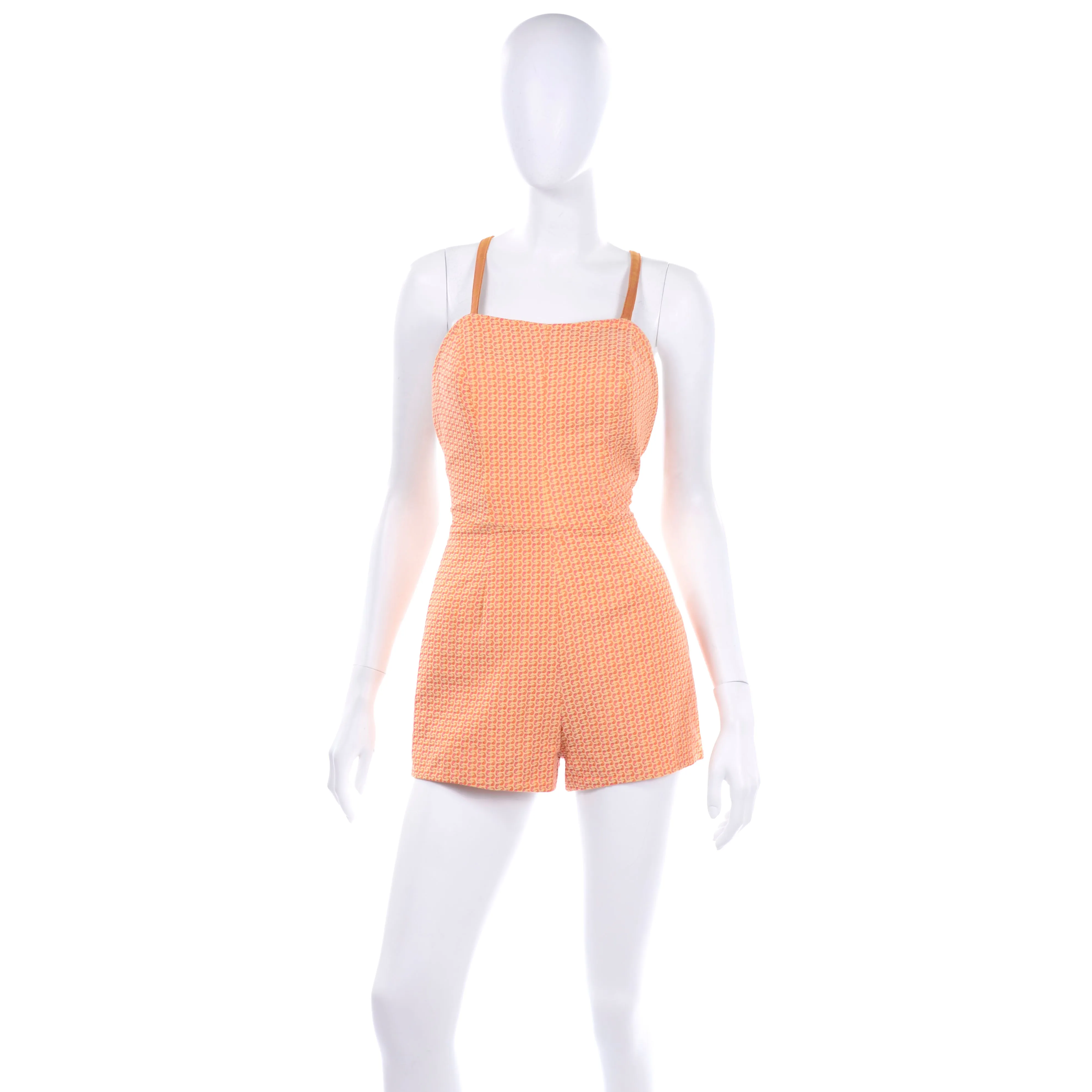 1960s Orange & Pink Paisley Vintage Summer Romper