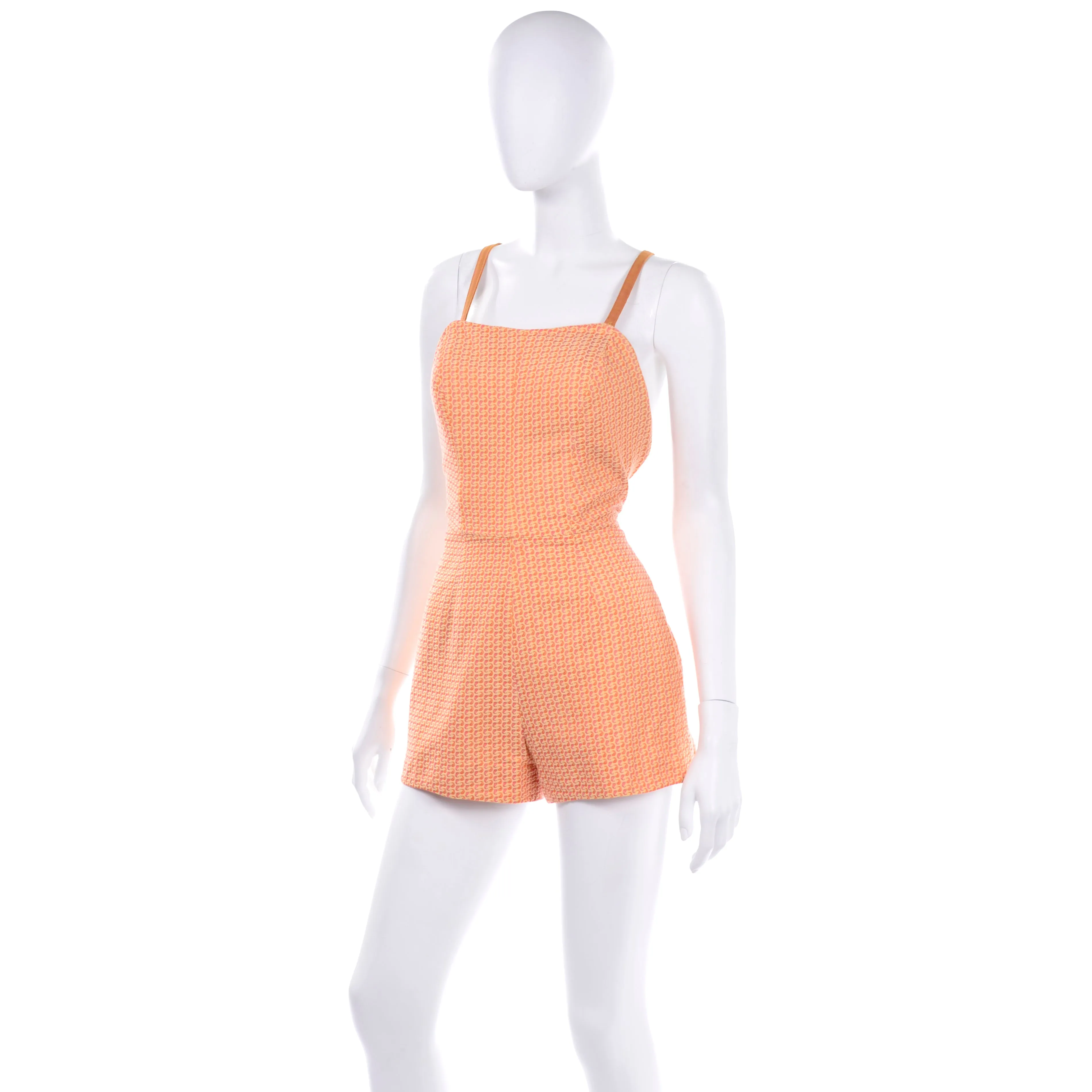 1960s Orange & Pink Paisley Vintage Summer Romper