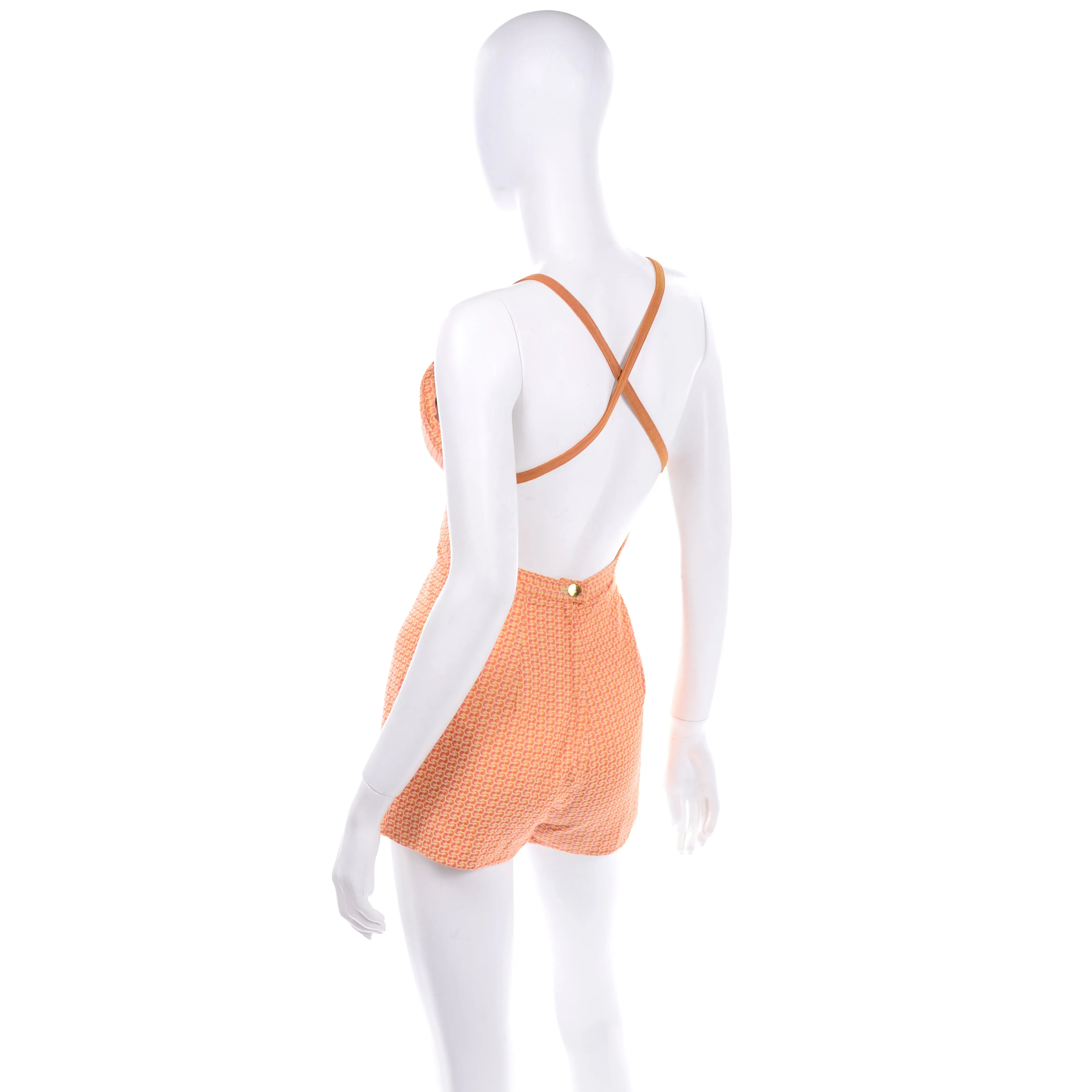 1960s Orange & Pink Paisley Vintage Summer Romper