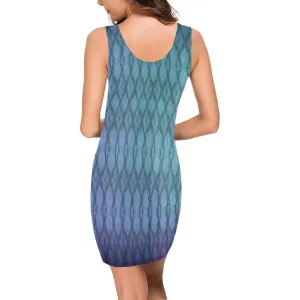 2Tone Turquoise Jersey Vest Dress,Casual Athletic Sleeveless Body Contour Fit,Gift For Her/Girlfriend/Aunt/Mom,Birthday,Valentine/Graduation