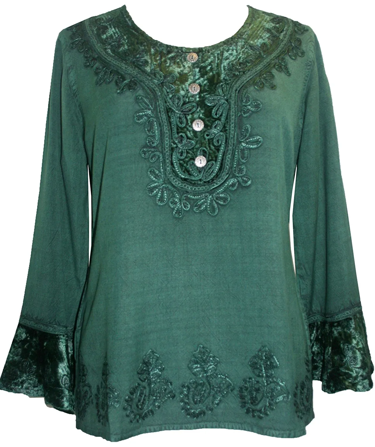 502 B Exotic Rich Velvet Rayon Embroidered Top Blouse