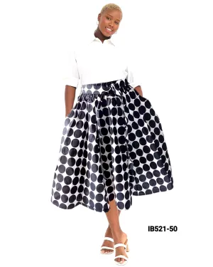 521 Mid Length Flared skirt- Polkadot