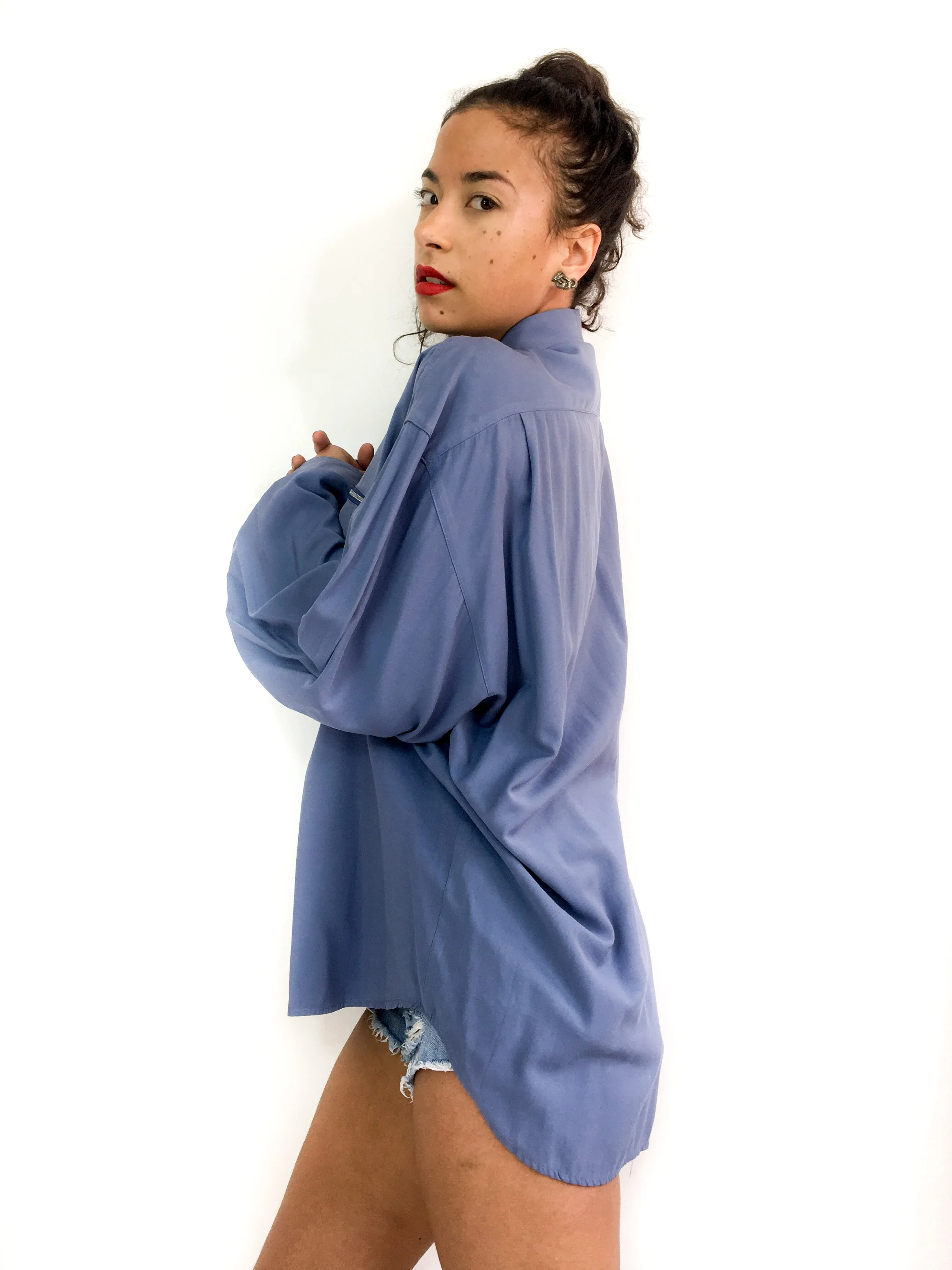 80s vintage unisex shirt, zipped front pockets