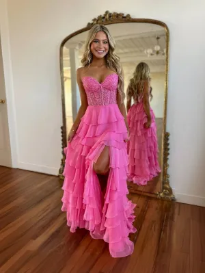 A-Line Sweetheart Neck Lace Chiffon Long Prom Dress, Lace Long Formal Dress     fg5966