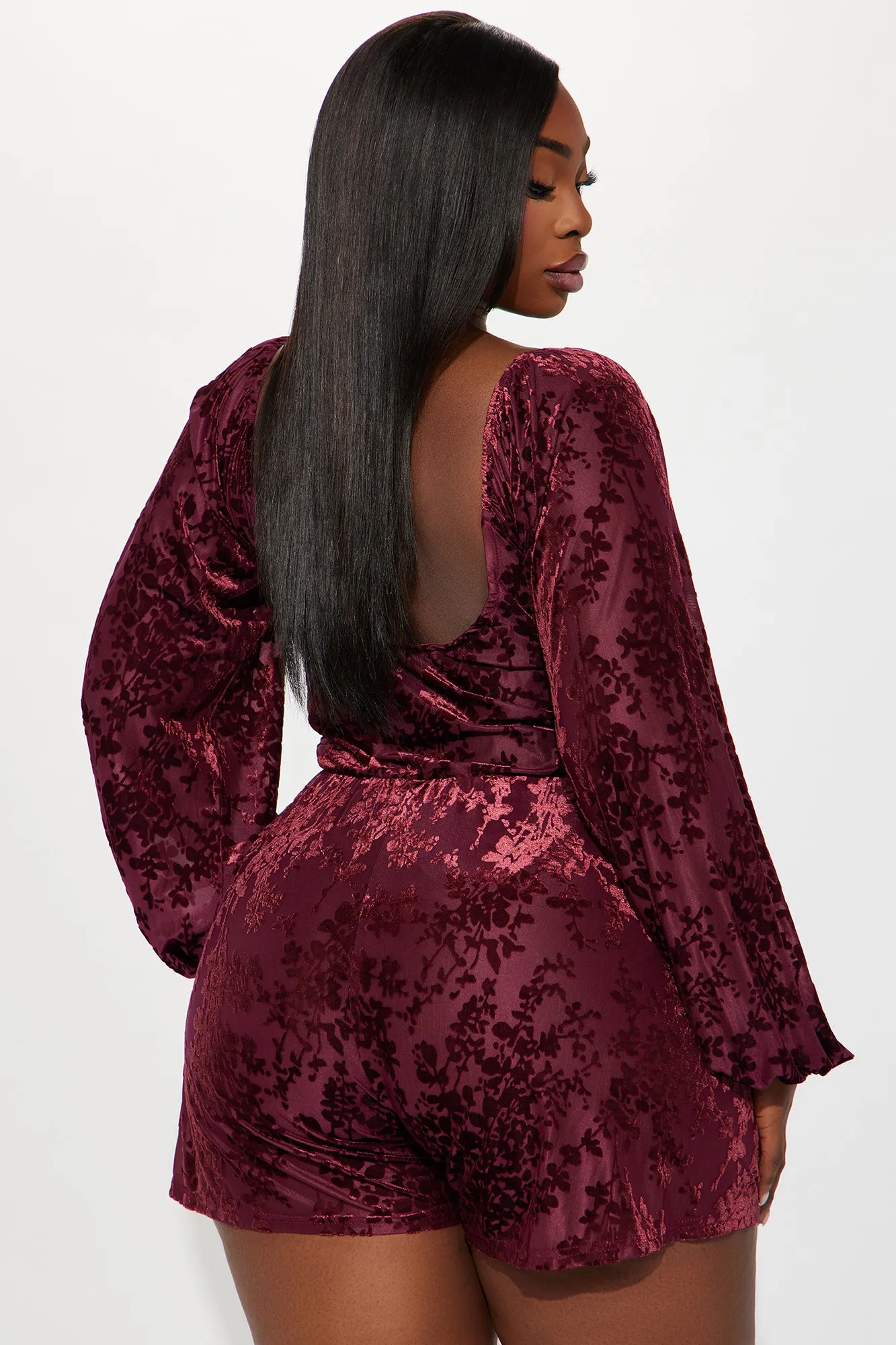 Alice Velvet Romper - Wine