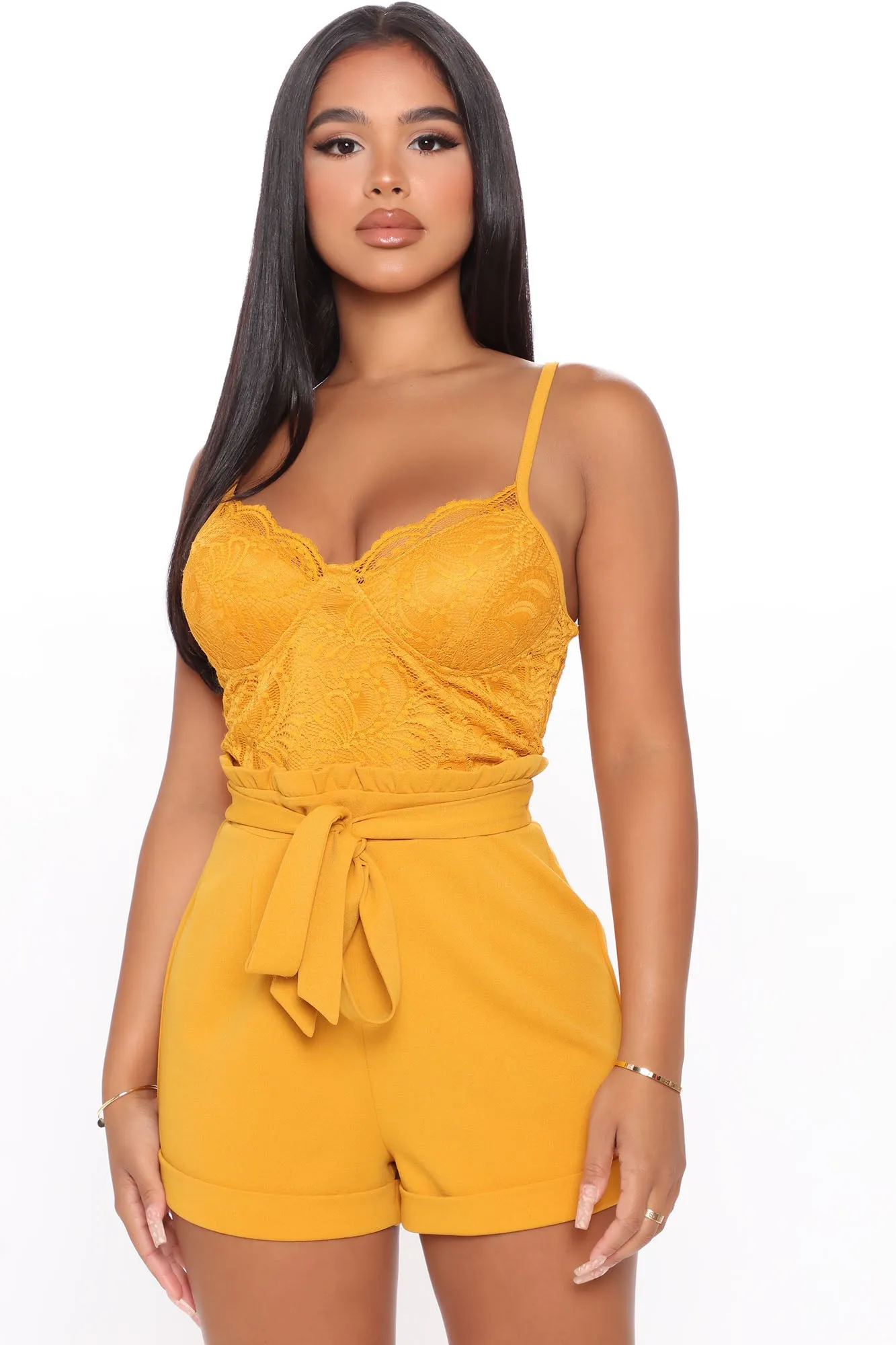 Always Glowing Romper - Mustard