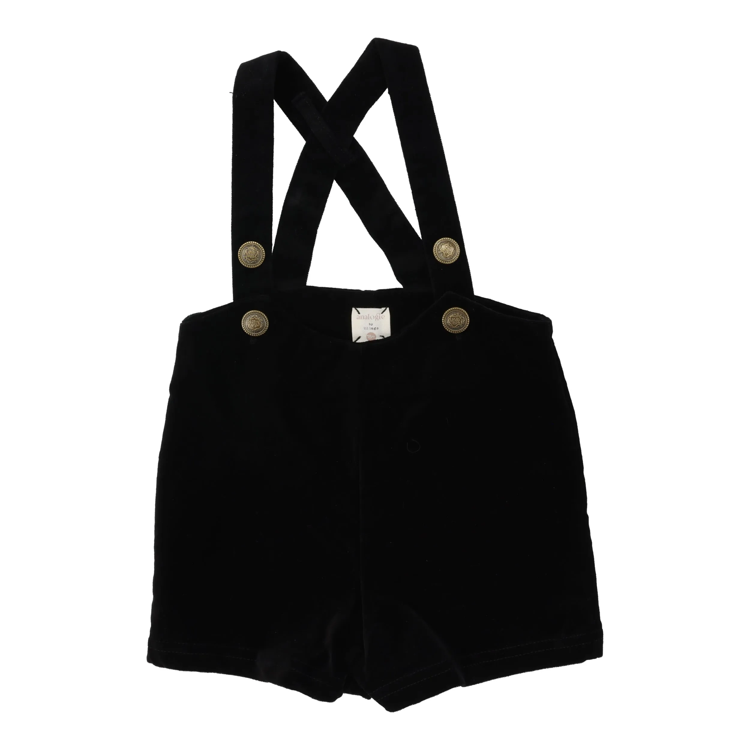 ANALOGIE BLACK VELVET SUSPENDER SHORTS