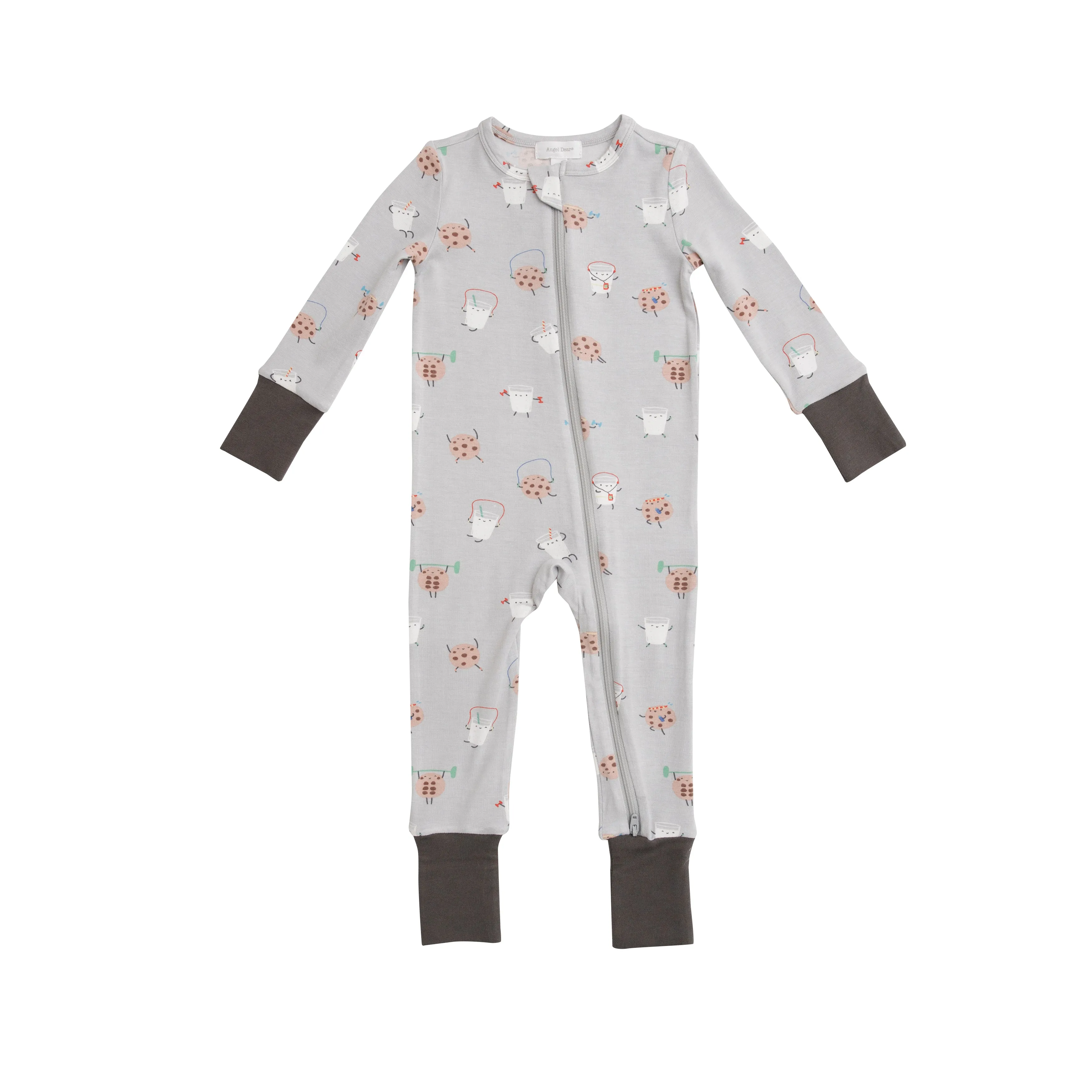 Angel Dear Cookies & Milk Grey 2 Way Zipper Romper