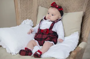 AW22 Patachou Baby Girls Red Tartan Romper Set
