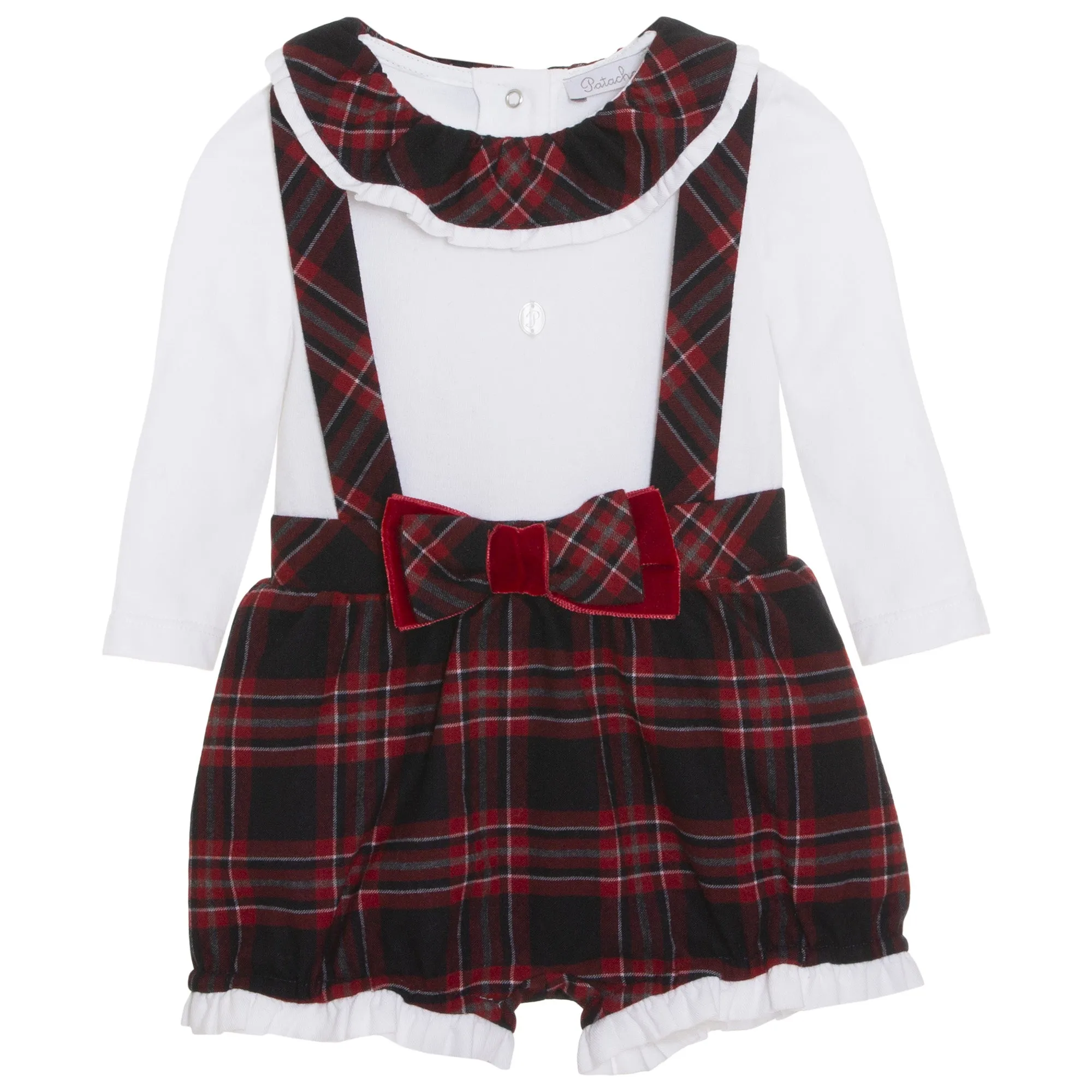AW22 Patachou Baby Girls Red Tartan Romper Set