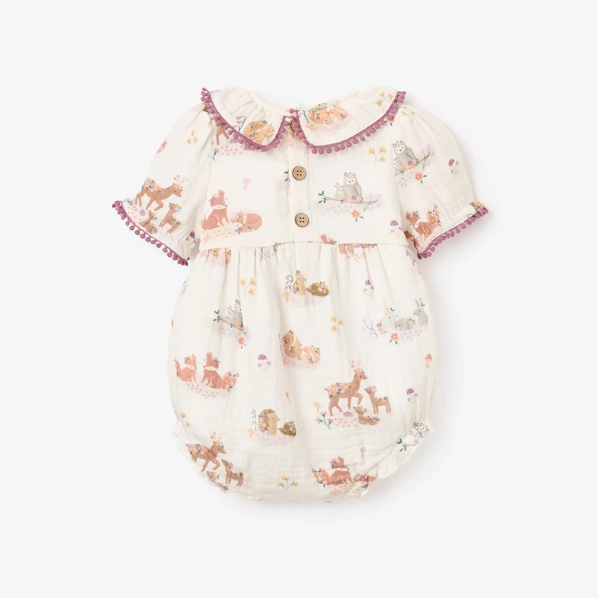 BA - Forest Family Organic Muslin Bubble w/ lace trim