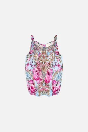 BABIES TIE SHOULDER ROMPER DOWN THE GARDEN PATH