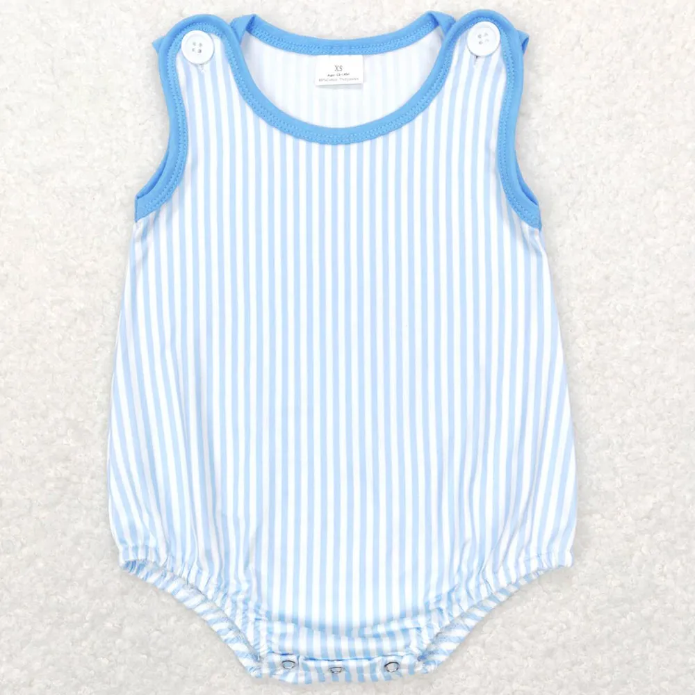 Baby Infant Boys Romper Blue Stripes Sleeveless Rompers SR0711