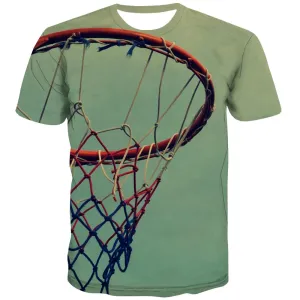 Basketball T-shirt Men Night View Tshirts Casual Galaxy Tshirt Anime City Tshirts Cool
