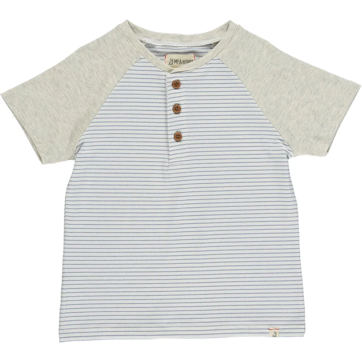 Beacon Raglan Block Henley - Blue/White Stripe