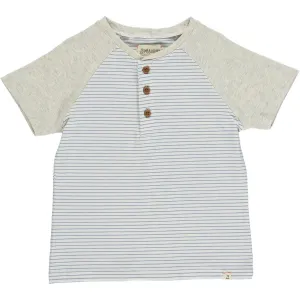 Beacon Raglan Block Henley - Blue/White Stripe