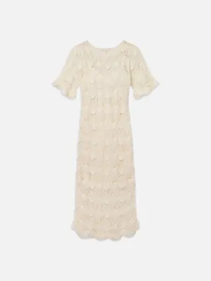Beaded Crochet Dress -- Off White