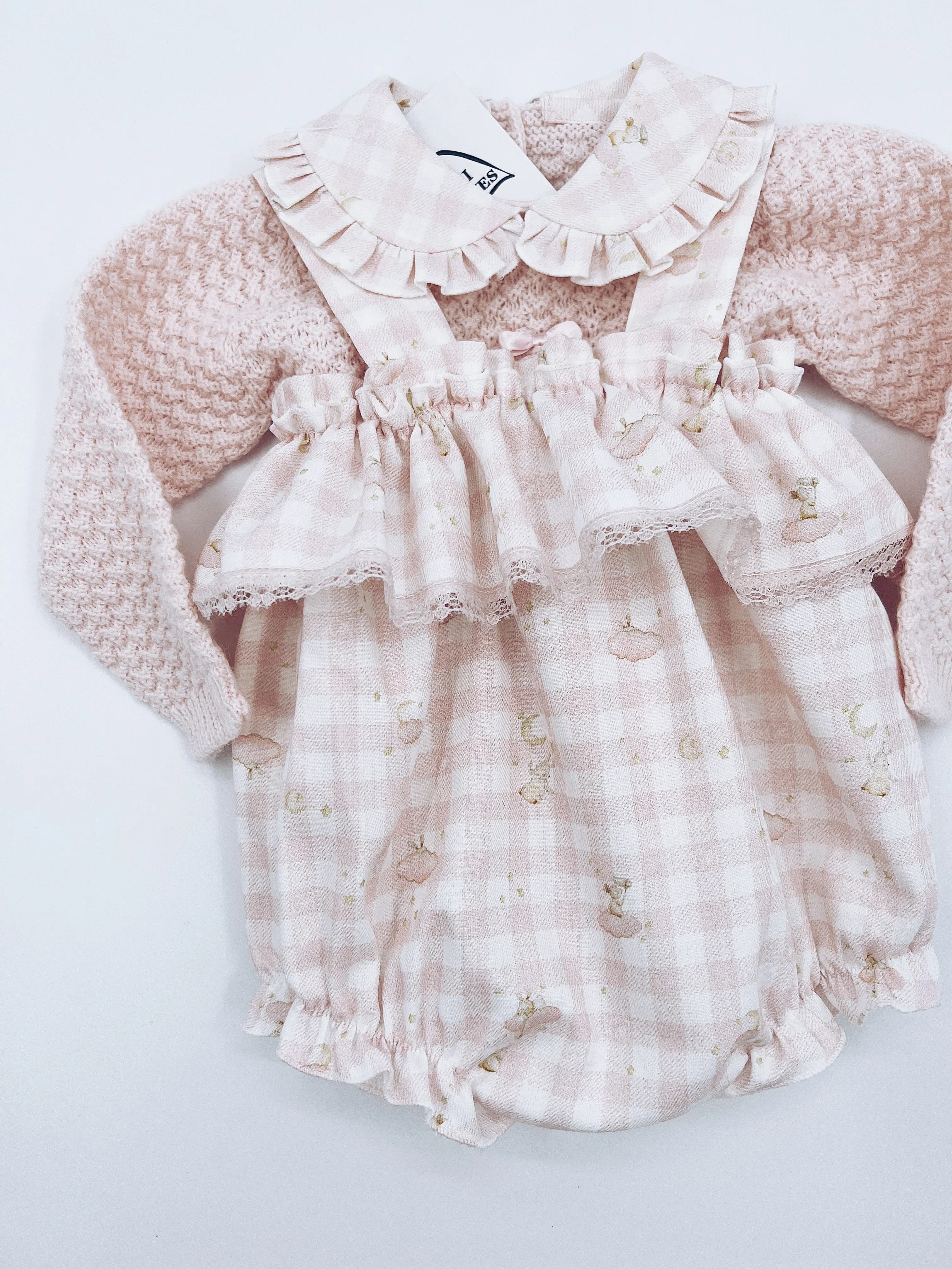 Beautiful Pink Knitted top and Romper 2 piece set.