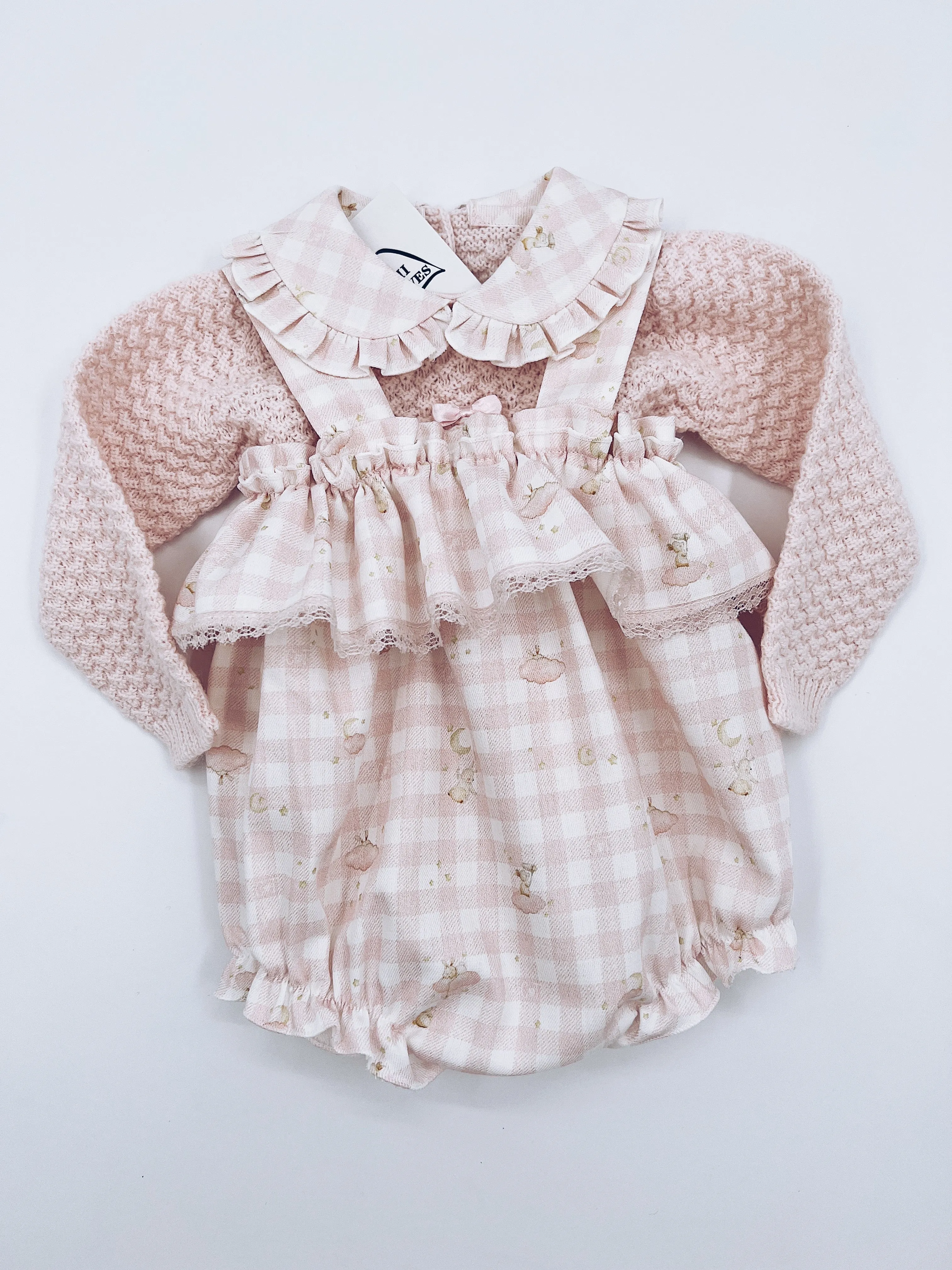 Beautiful Pink Knitted top and Romper 2 piece set.
