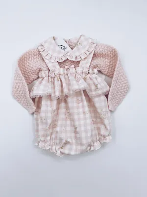 Beautiful Pink Knitted top and Romper 2 piece set.