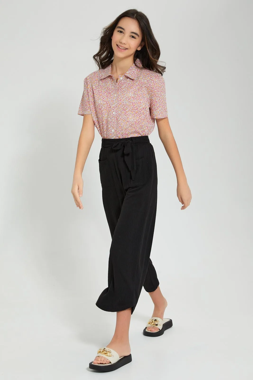Black Culotte With Belt