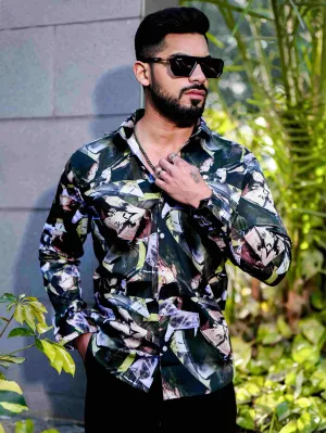Black Giza Cotton Print Premium Shirt