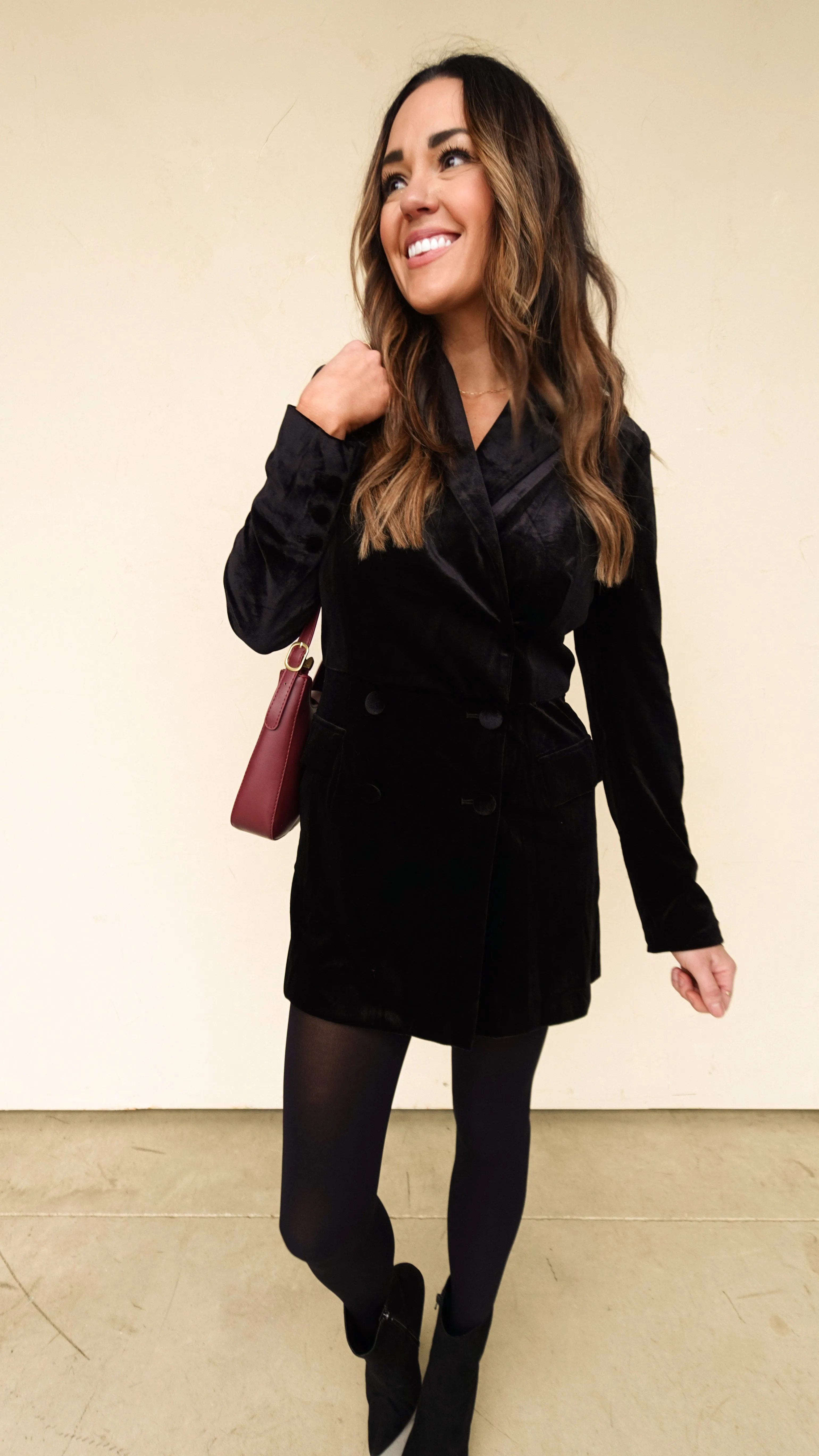 Black Velvet Blazer-Style Romper