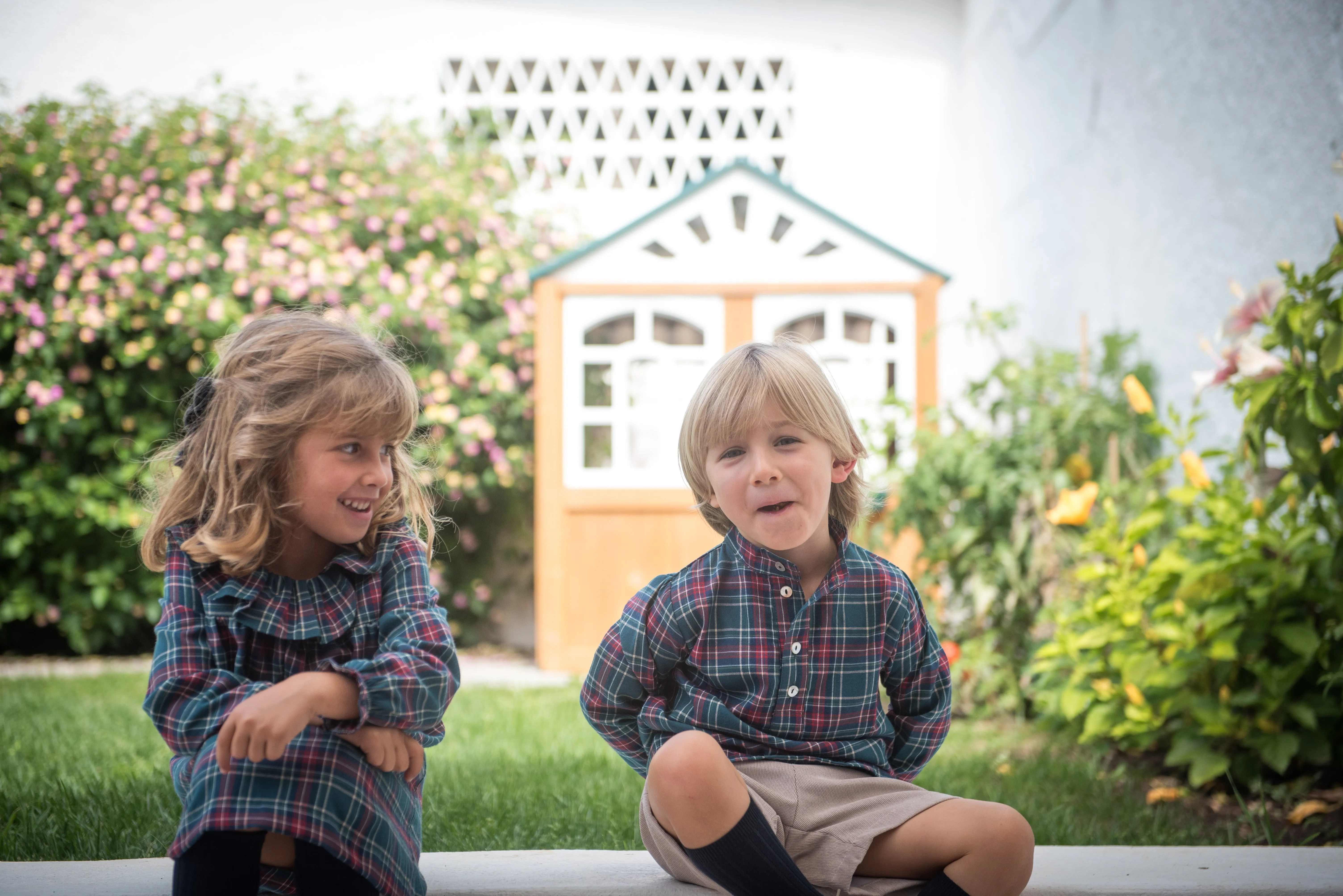 Blue and Green Plaid Shirt with Buttons