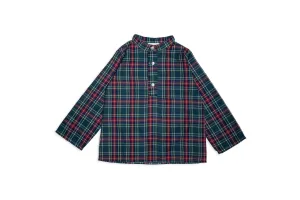 Blue and Green Plaid Shirt with Buttons