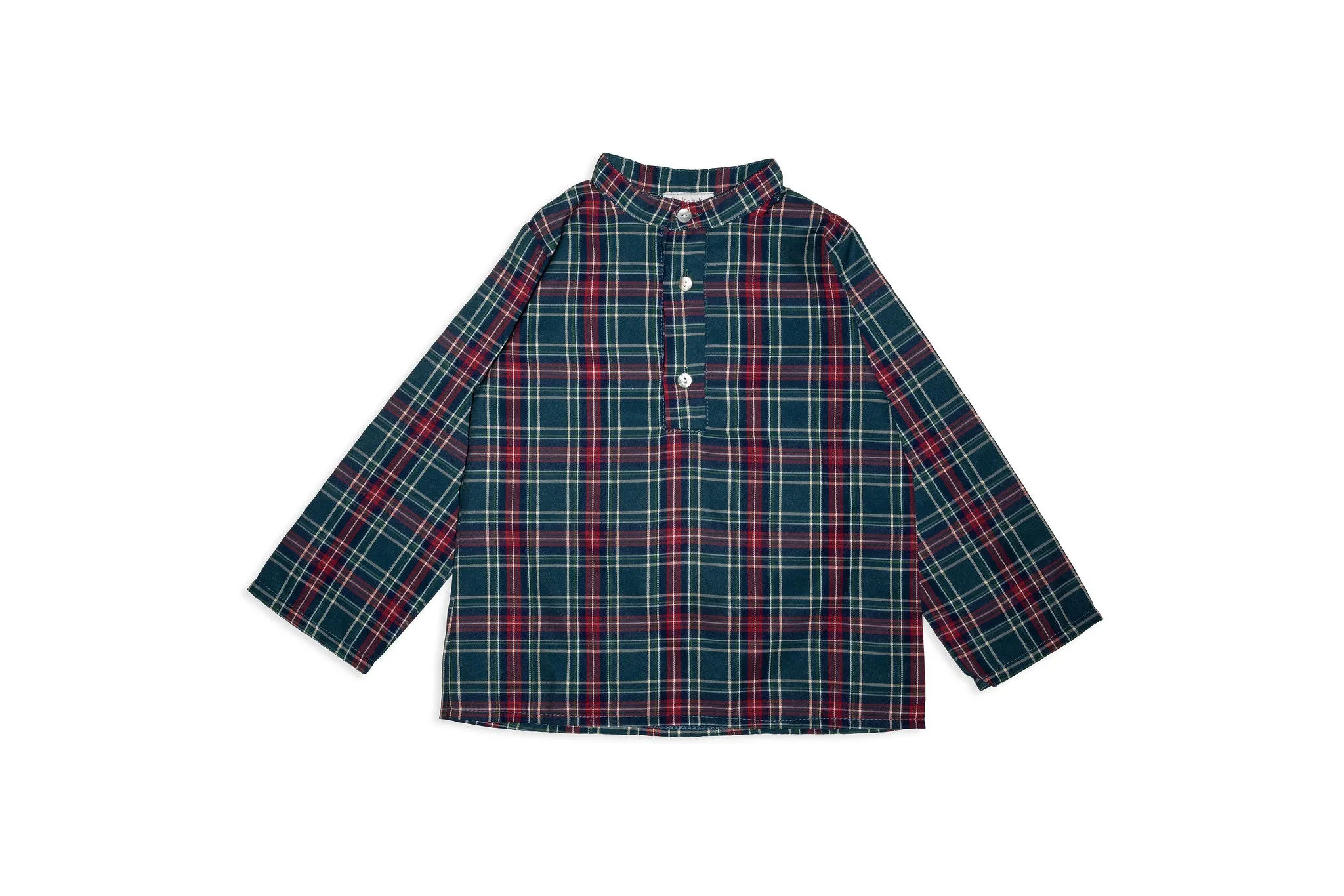 Blue and Green Plaid Shirt with Buttons