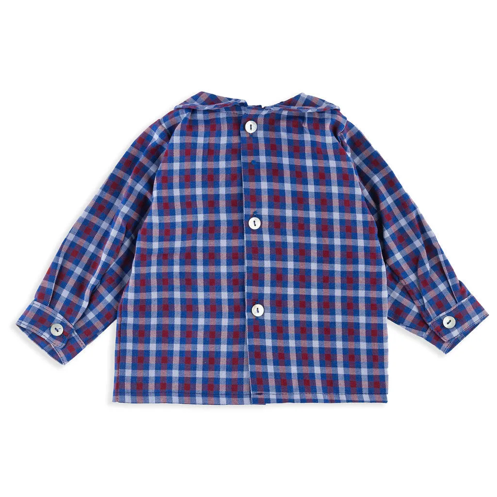 Blue and Red Check Peter Pan Shirt