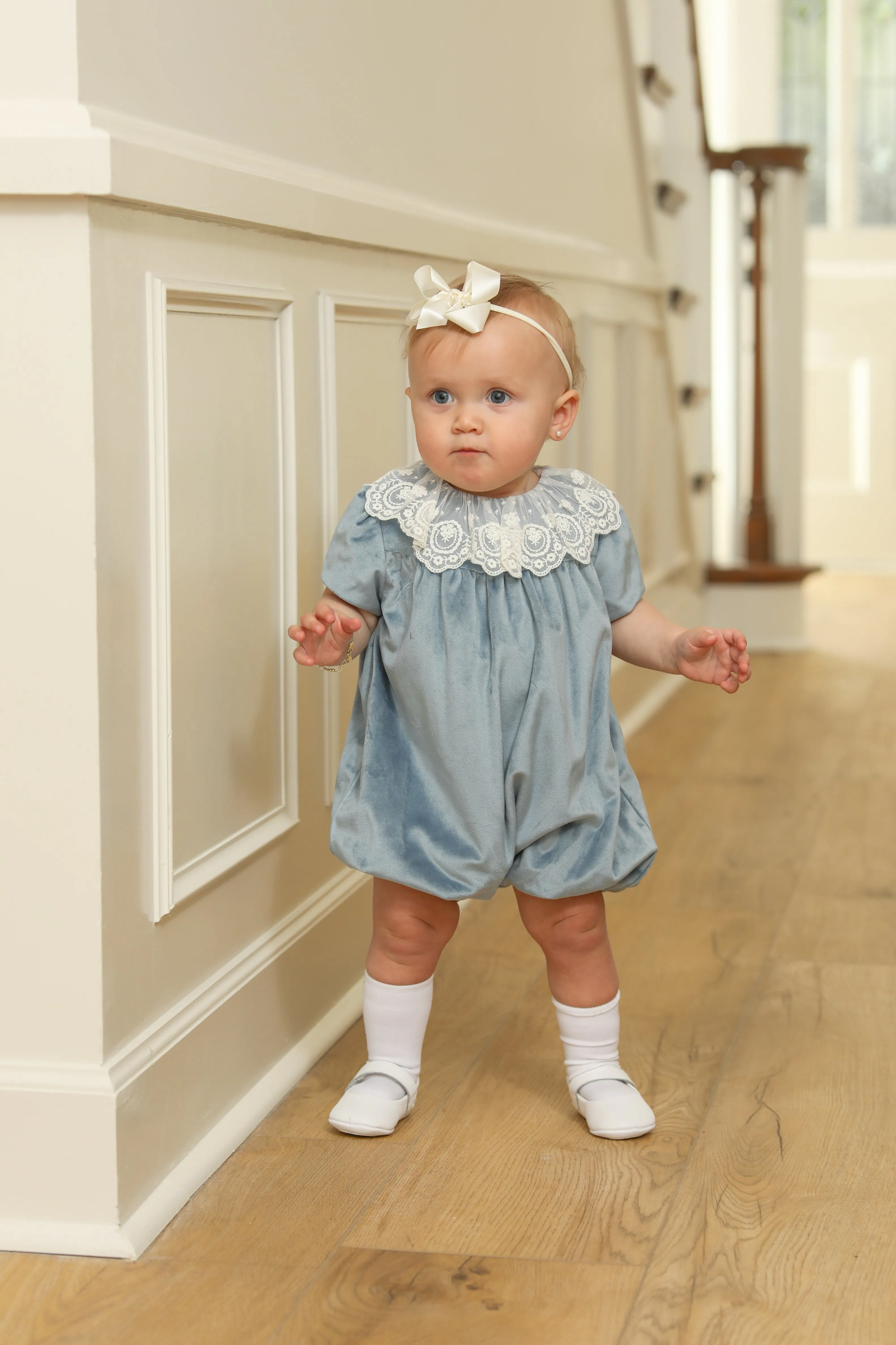 Blue Deluxe Velvet Bubble With Lace