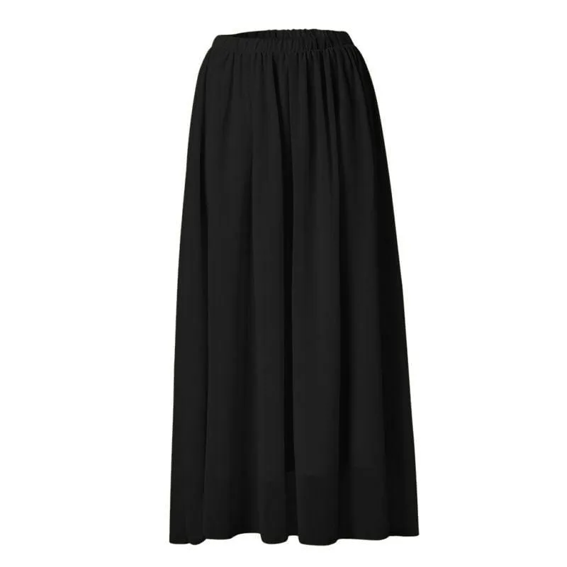 Boho Long and Flared Black Skirt