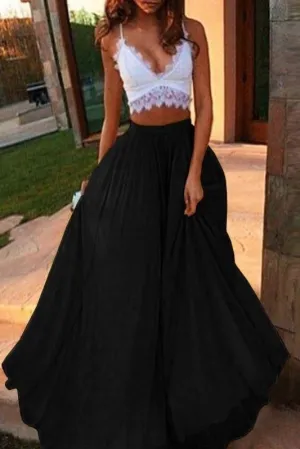 Boho Long and Flared Black Skirt