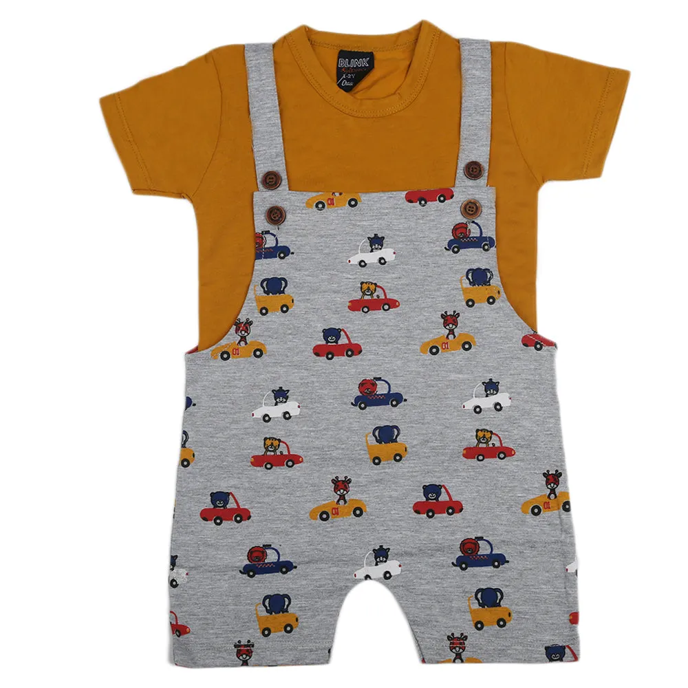Boys Half Sleeves Romper - Dark Green